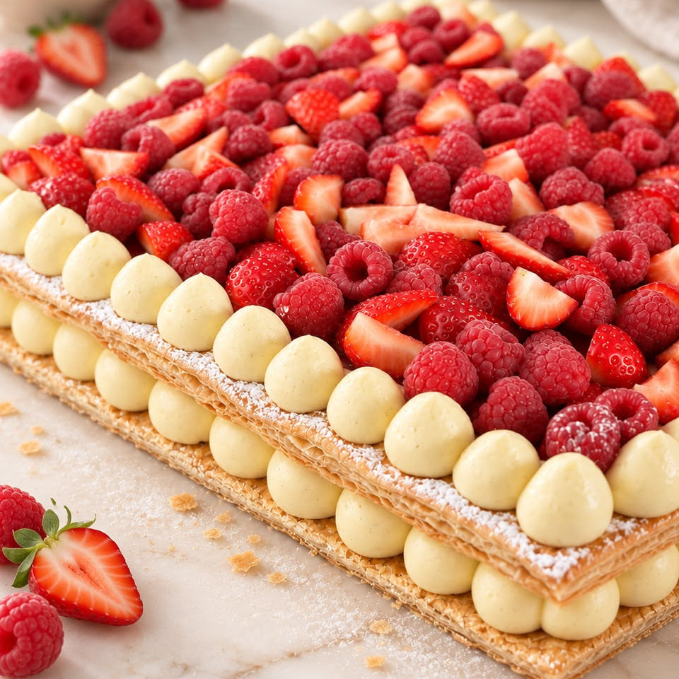 Strawberry & Raspberry Mille Feuille