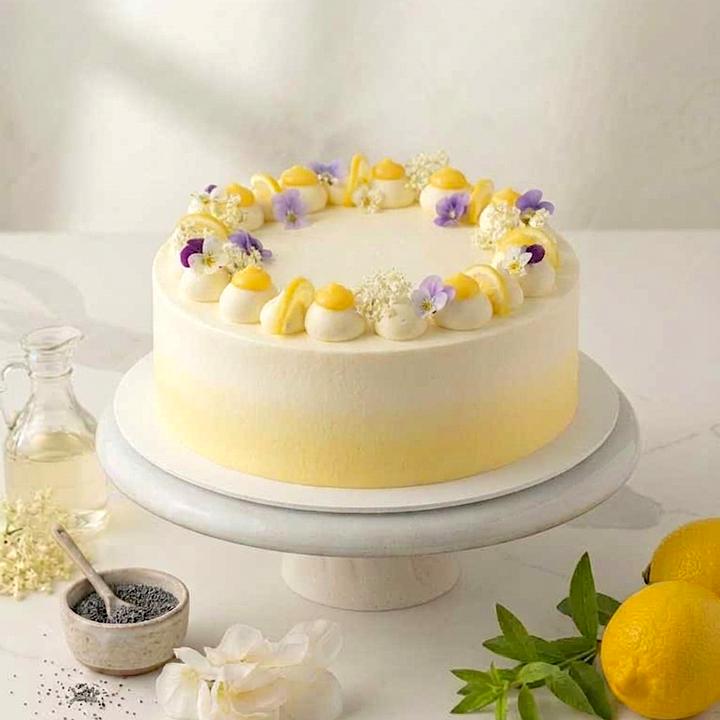 9" Lemon Poppyseed with Elderflower and Lemon Curd