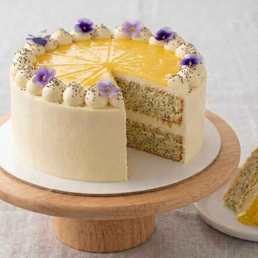 9" Lemon Poppyseed Cake with Cream Cheese Frosting
