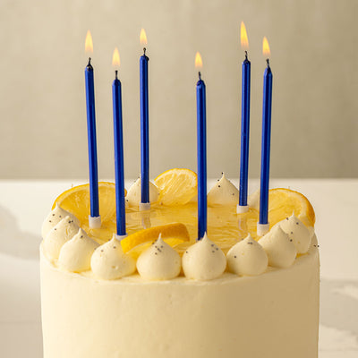 Blue Metallic Candles (6pcs)
