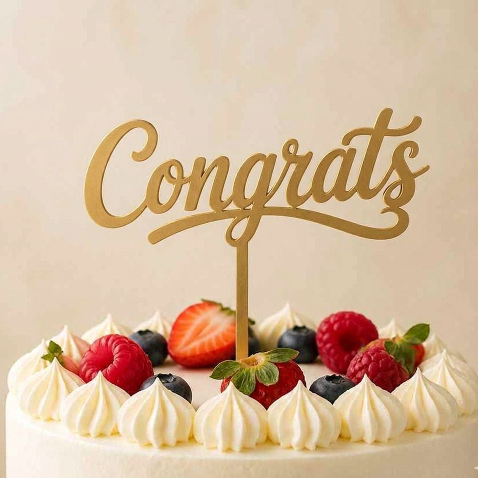 Congrats! Cake Topper - Gold