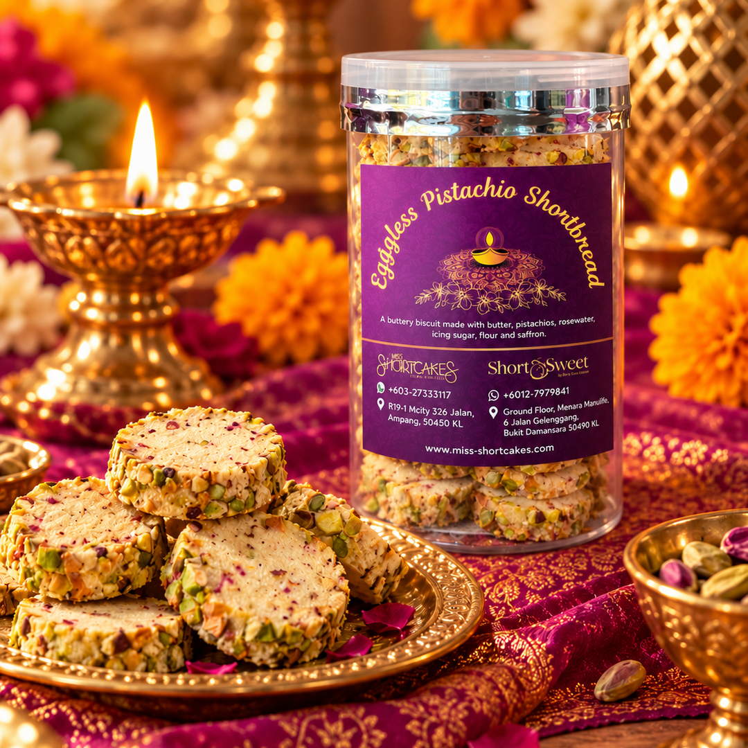 Eggless Rose Pistachio Shortbread