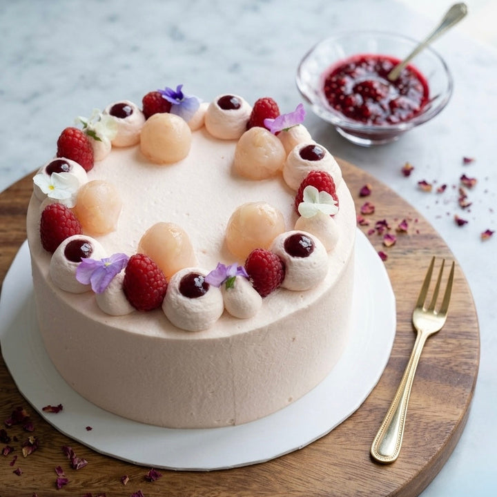 Lychee Raspberry Rose Shortcake