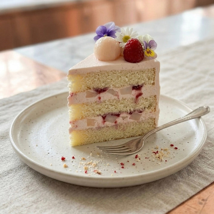 Lychee Raspberry Rose Shortcake