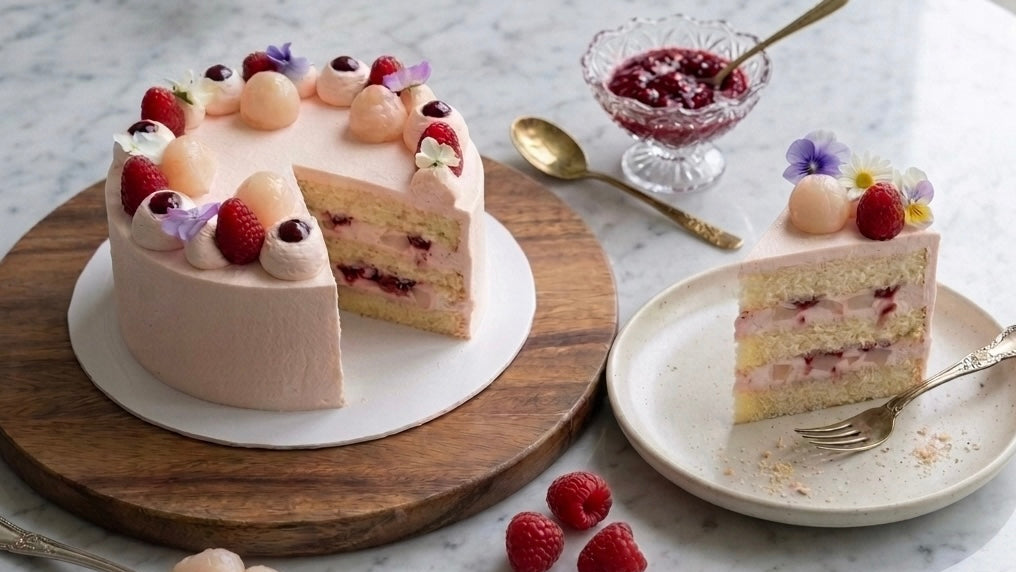 Lychee Raspberry Rose Shortcake