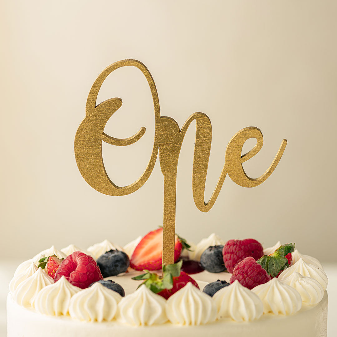 One Cake Topper - Gold