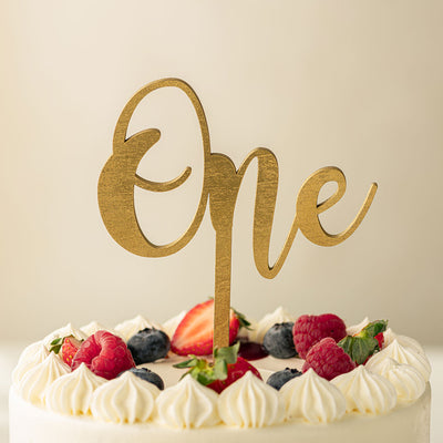 One Cake Topper - Gold