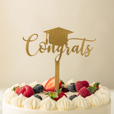 Congrats Graduation Cake Topper - Gold