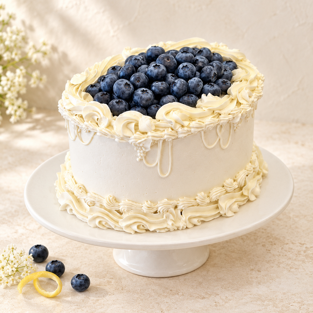 Blueberry Lemon & Elderflower Oval Cake