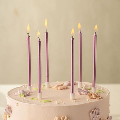 Pink Metallic Candles (6pcs)