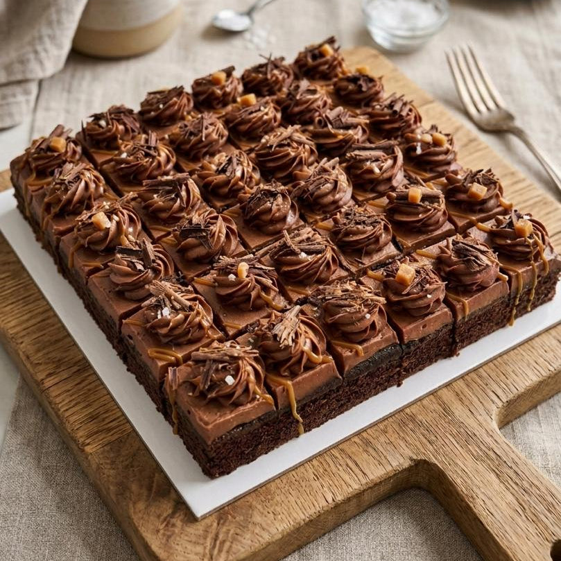 9" Square Salted Caramel Chocolate Cake Bites (36 pcs)
