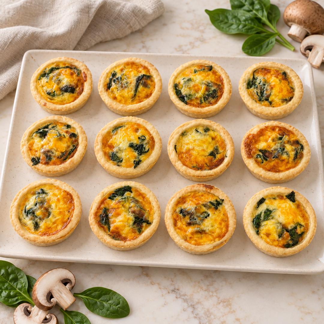 12 mini Spinach & Mushroom Quiches