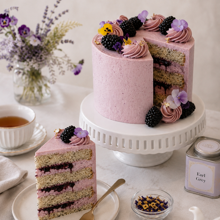 6" Earl Grey and Blackberry Cake
